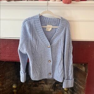 Abercrombie & Fitch Light Blue Cable Knit Cardigan